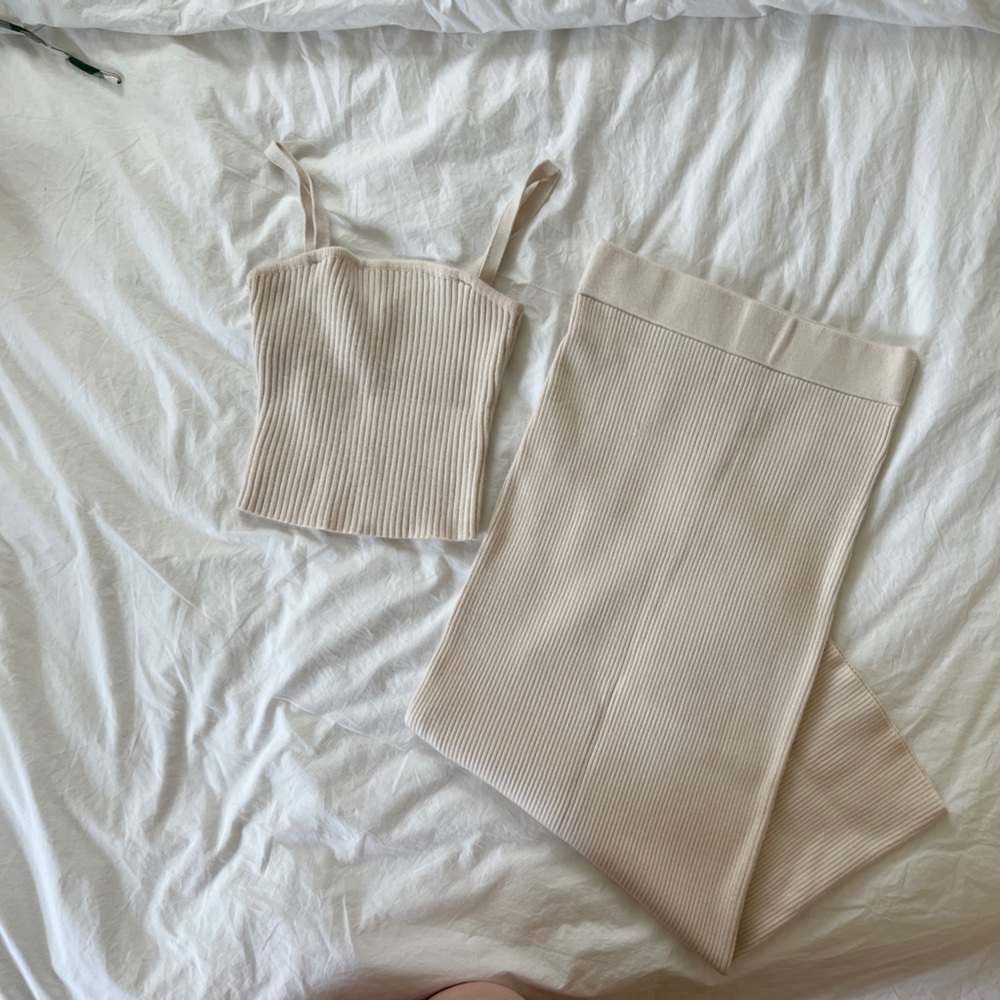 ZARA 2-Piece Knitted Midi Skirt & Square Neck Tank. Worn Once. No signs of wear